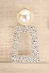 Maarkus Silver Rectangle Pendant Earrings | La petite garçonne close-up