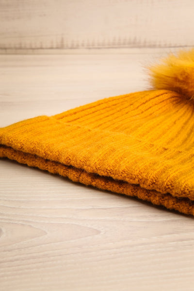 Maat Soleil Yellow Knit Tuque with Pompom | La Petite Garçonne 6