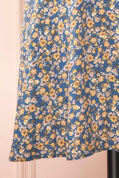 Macha Short Floral Dress w/ V-Neckline | Boutique 1861 bottom close-up