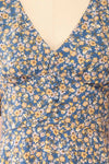 Macha Short Floral Dress w/ V-Neckline | Boutique 1861 button close-up