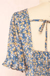 Macha Short Floral Dress w/ V-Neckline | Boutique 1861 back close-up