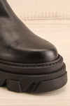 Macuata Black Round Toe Platform Boots | La petite garçonne front close-up