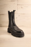 Macuata Black Round Toe Platform Boots | La petite garçonne front view