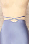 Maddie Blue Satin Midi Skirt | La petite garçonne front close-up