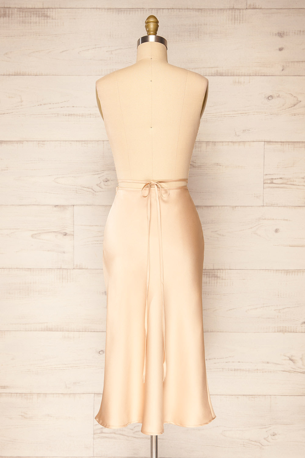 Maddie Champagne Satin Midi Skirt | La petite garçonne  back view