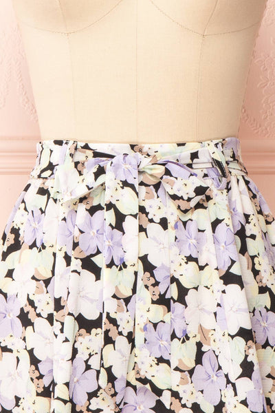 Maelia Floral Short Skirt with Fabric Belt | Boutique 1861 front close-up