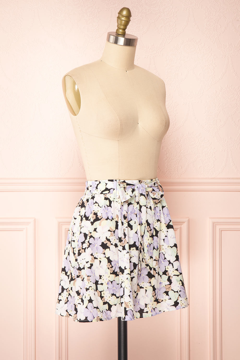 Maelia Floral Short Skirt with Fabric Belt | Boutique 1861 side view 