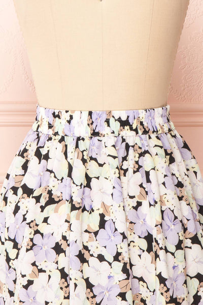 Maelia Floral Short Skirt with Fabric Belt | Boutique 1861 back close-up