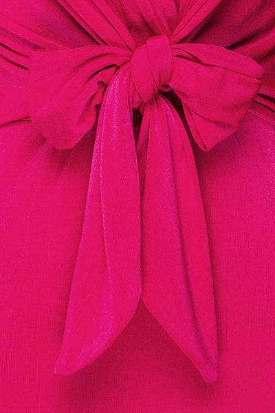 Magentha Short Dress w/ Front Bow Tie | La petite garçonne fabric