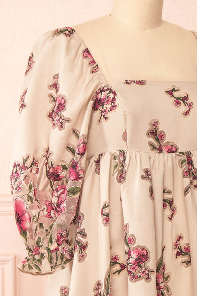 Magnificum Short Floral Babydoll Dress | Boutique 1861 side close-up