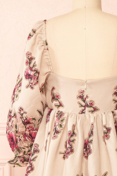 Magnificum Short Floral Babydoll Dress | Boutique 1861 back close-up