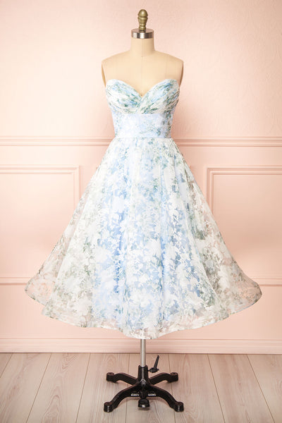 Elyse Blue Cowl Neck Midi Dress