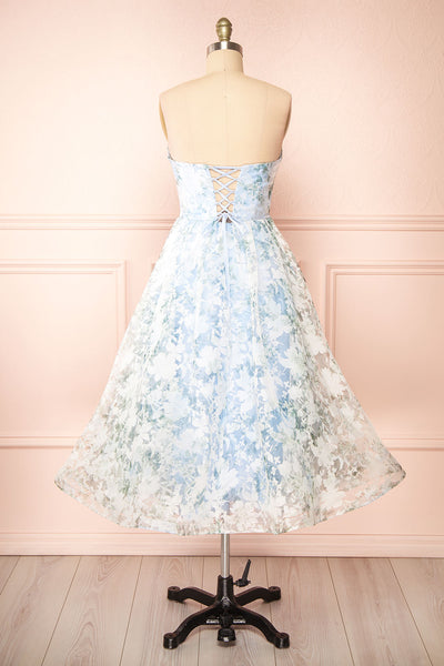 Mahalia Blue Midi Floral Gown w/ Sparkly Lining | Boutique 1861  back view