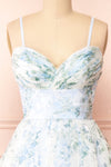 Mahalia Blue Midi Floral Gown w/ Sparkly Lining | Boutique 1861 straps close-up