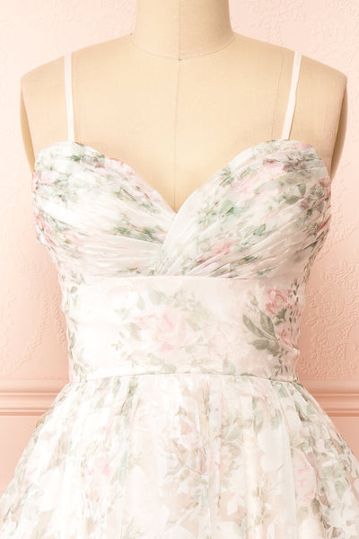 Mahalia Pink Midi Floral Gown w/ Sparkly Lining | Boutique 1861 straps