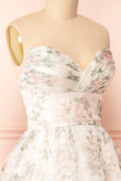 Mahalia Pink Midi Floral Gown w/ Sparkly Lining | Boutique 1861 side close-up