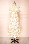 Mahelie Floral Midi Dress w/ Lace-Up Back | Boutique 1861 front view