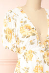 Mahelie Floral Midi Dress w/ Lace-Up Back | Boutique 1861 side close-up