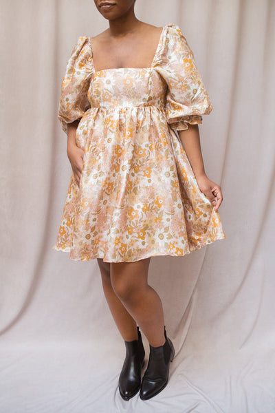 Maiia | Short Floral Dress w/ Puff Sleeves