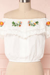 Maile Cloud White Embroidered Off-Shoulder Crop Top | Boutique 1861 2