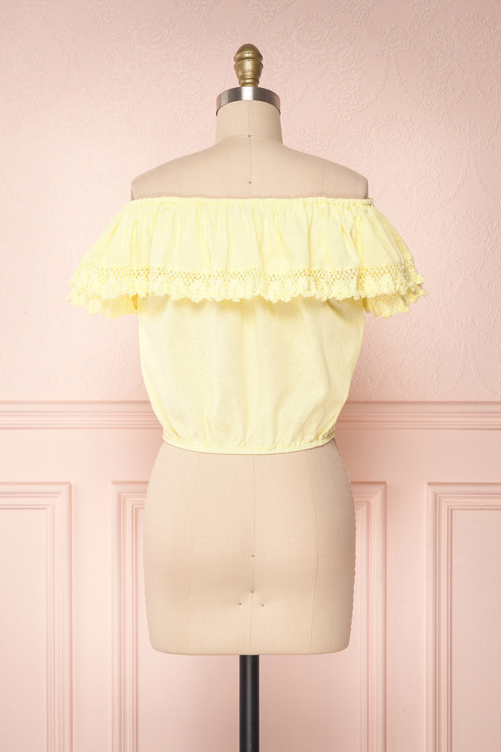 Maile Sun Yellow Embroidered Off-Shoulder Crop Top | Boutique 1861 5