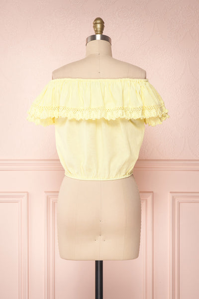 Maile Sun Yellow Embroidered Off-Shoulder Crop Top | Boutique 1861 5