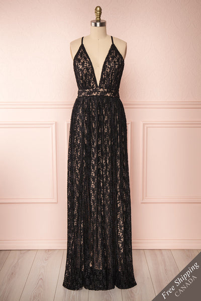 Mairead Black Maxi Dress | Robe longue | Boutique 1861 front view
