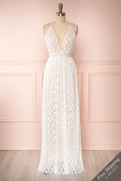 Mairead White Maxi Dress | Robe longue | Boutique 1861 front view