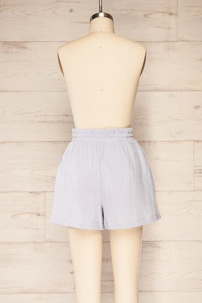 Maitee Blue Textured Drawstring Shorts | La petite garçonne  back view