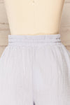Maitee Blue Textured Drawstring Shorts | La petite garçonne  back close-up