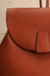 Maitu Brown Small Vegan Leather Backpack | La petite garçonne front close-up