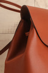 Maitu Brown Small Vegan Leather Backpack | La petite garçonne side close-up