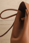 Maitu Mocha Small Vegan Leather Backpack | La petite garçonne side close-up