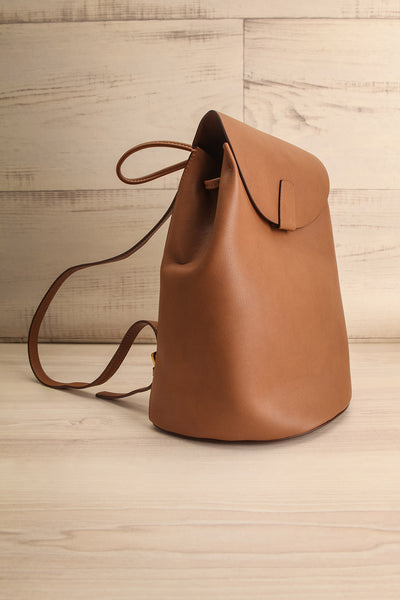 Maitu Mocha Small Vegan Leather Backpack | La petite garçonne side view