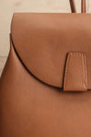 Maitu Mocha Small Vegan Leather Backpack | La petite garçonne front close-up