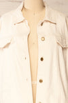 Majorque Oversized Beige Denim Shirt | La petite garçonne open close-up