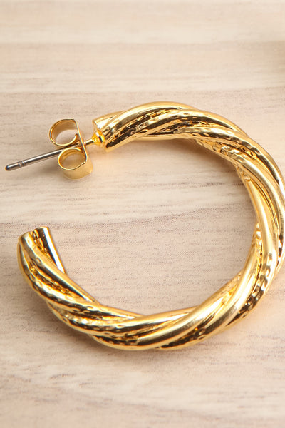 Majul Gold Twisted Hoop Earrings | La petite garçonne close-up