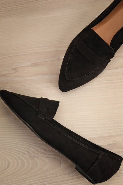 Malher Black Faux-Suede Pointed Toe Loafers | La Petite Garçonne