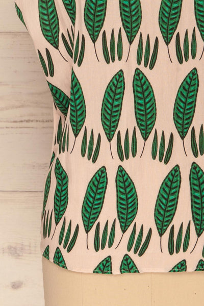 Maliano Oversized Blush Top w Green Leaf Pattern | La Petite Garçonne 7