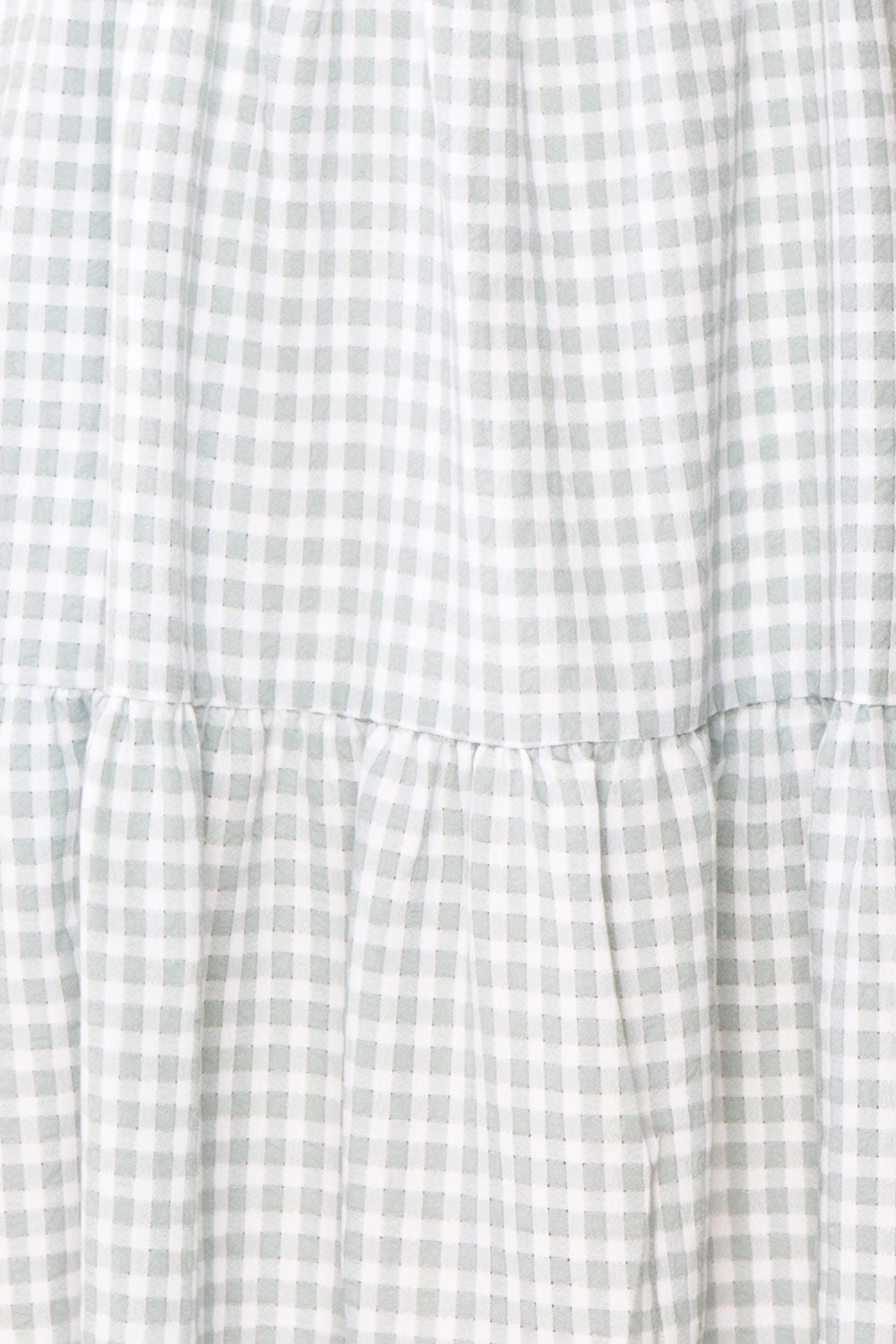 Malka Sage GreenTiered Gingham Short Dress | Boutique 1861 fabric