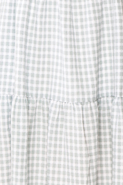 Malka Sage GreenTiered Gingham Short Dress | Boutique 1861 fabric