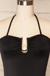 Mallow One-Piece Black Swimsuit | La petite garçonne - front close up necklace