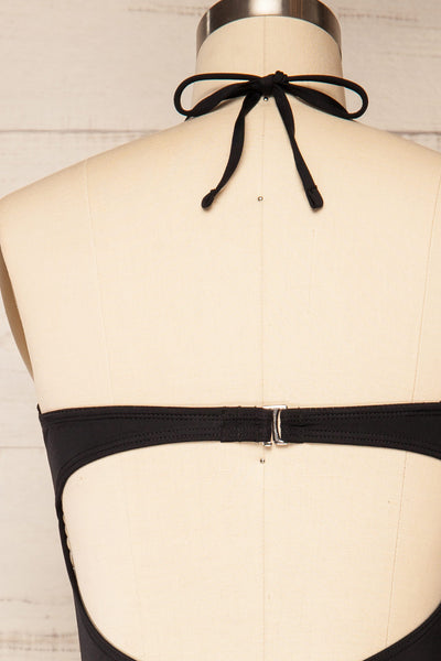 Mallow One-Piece Black Swimsuit | La petite garçonne - back close up necklace