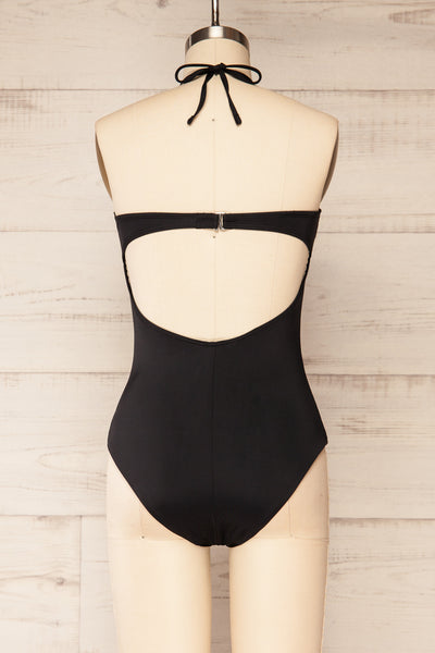 Mallow One-Piece Black Swimsuit | La petite garçonne - back necklace