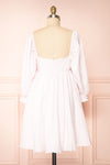 Malyne 3/4 Puff Sleeve Short Plaid Empire Waist Dress | Boutique 1861 back view