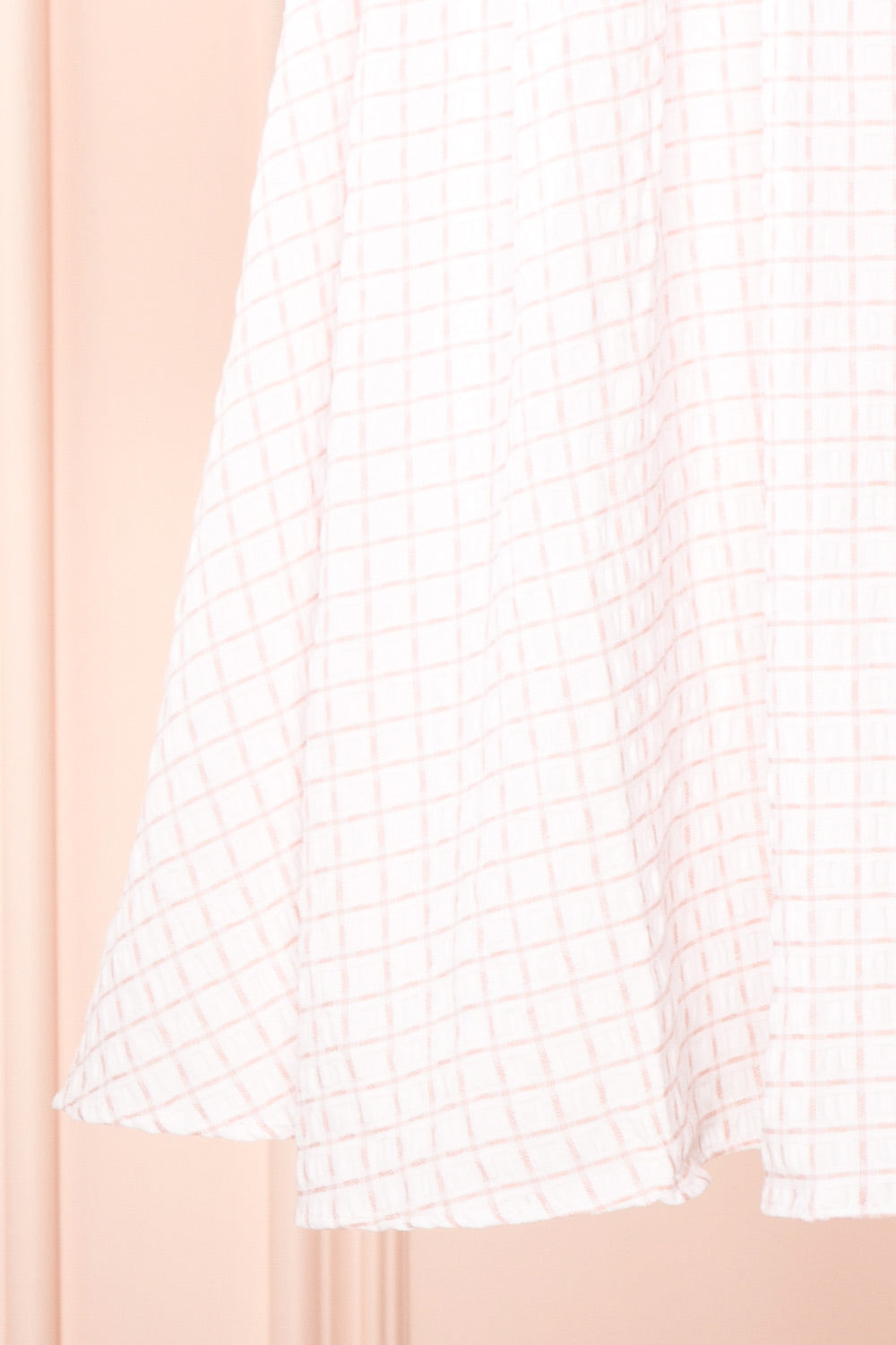 Malyne 3/4 Puff Sleeve Short Plaid Empire Waist Dress | Boutique 1861 bottom 