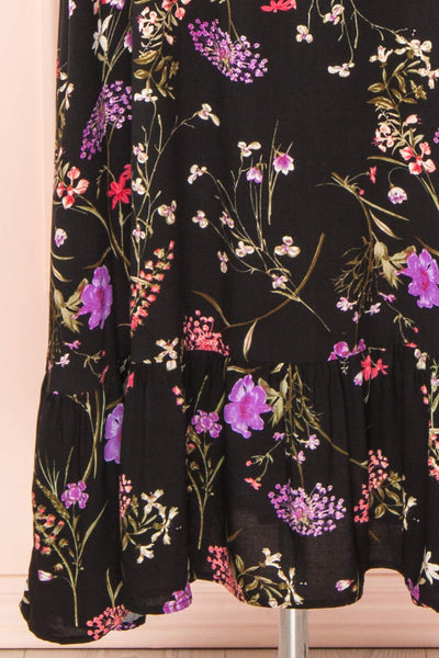 Mamie Black Floral Maxi Dress w/ Belt | Boutique 1861 bottom