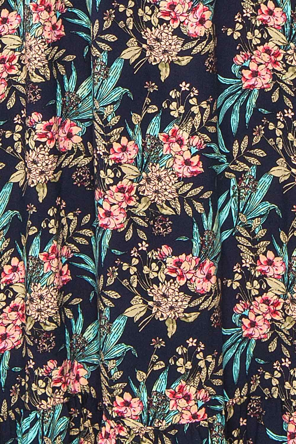 Mamie Navy Floral Midi Dress w/ Belt | Boutique 1861 fabric 