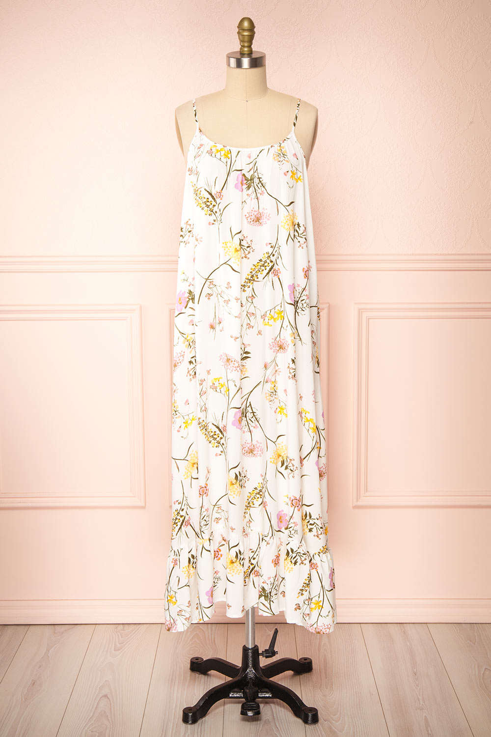 Mamie White Floral Maxi Dress w/ Belt | Boutique 1861 no belt 