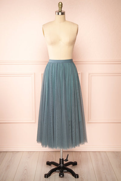 Manitou Teal A-line Midi Tulle Skirt | Boutique 1861 front view